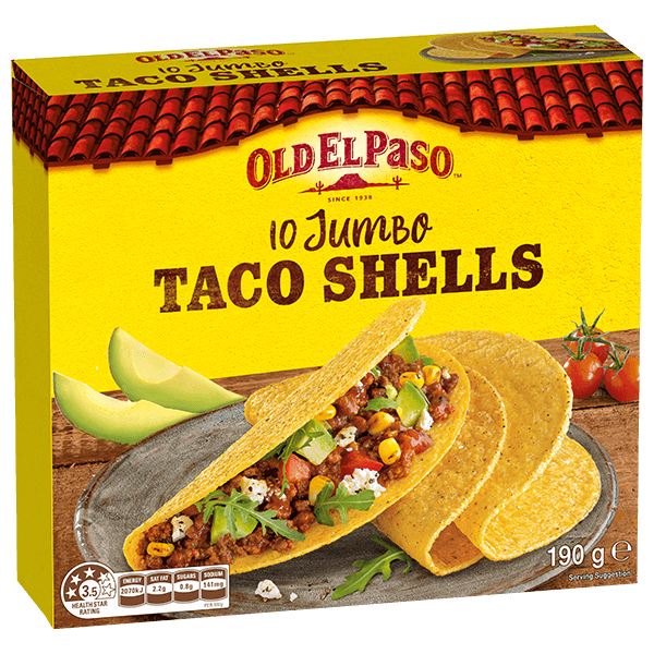 a pack of Old El Paso's 10 jumbo taco shells (190g)