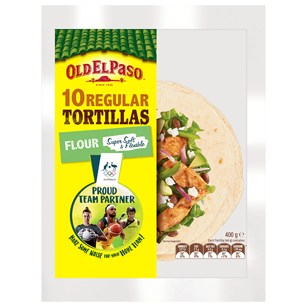 a pack of Old El Paso's 10 regular flour tortillas (400g)