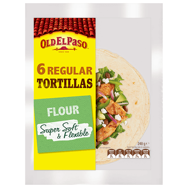 a pack of Old El Paso's 6 regular flour tortillas (240g)
