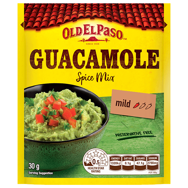 a pack of Old El Paso's mild guacamole spice mix (30g)