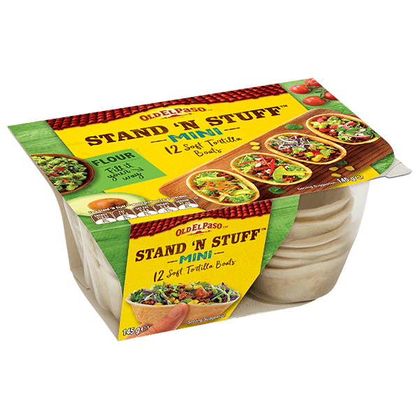 a pack of Old El Paso's stand n stuff 12 mini soft tortilla boats (145g)
